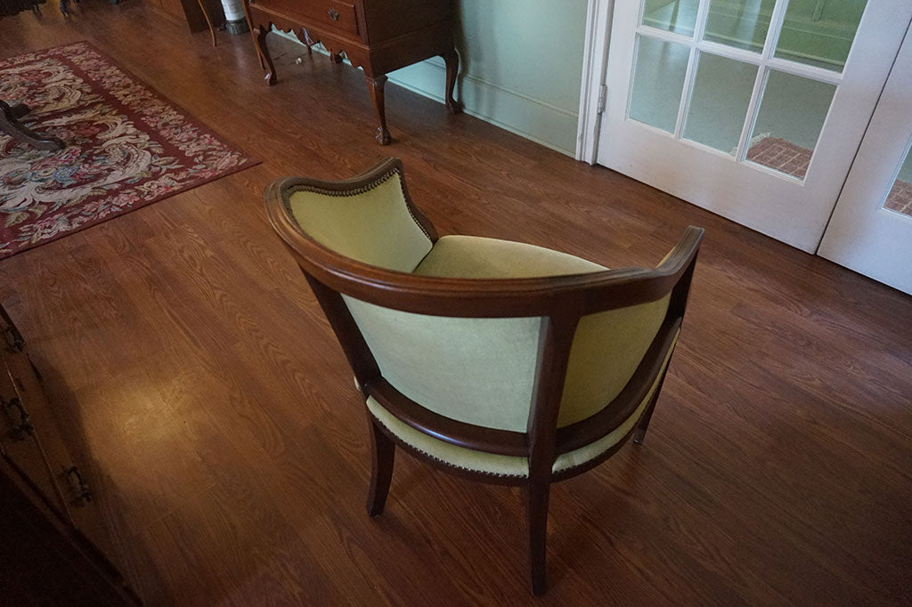 2 Vintage Side Arm Chairs Traditional Upholstered Mahogany Frames