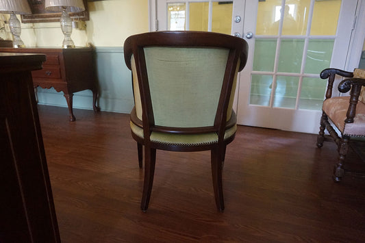 2 Vintage Side Arm Chairs Traditional Upholstered Mahogany Frames