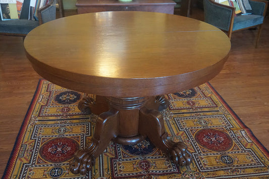 Antique Round Tiger Oak Table
