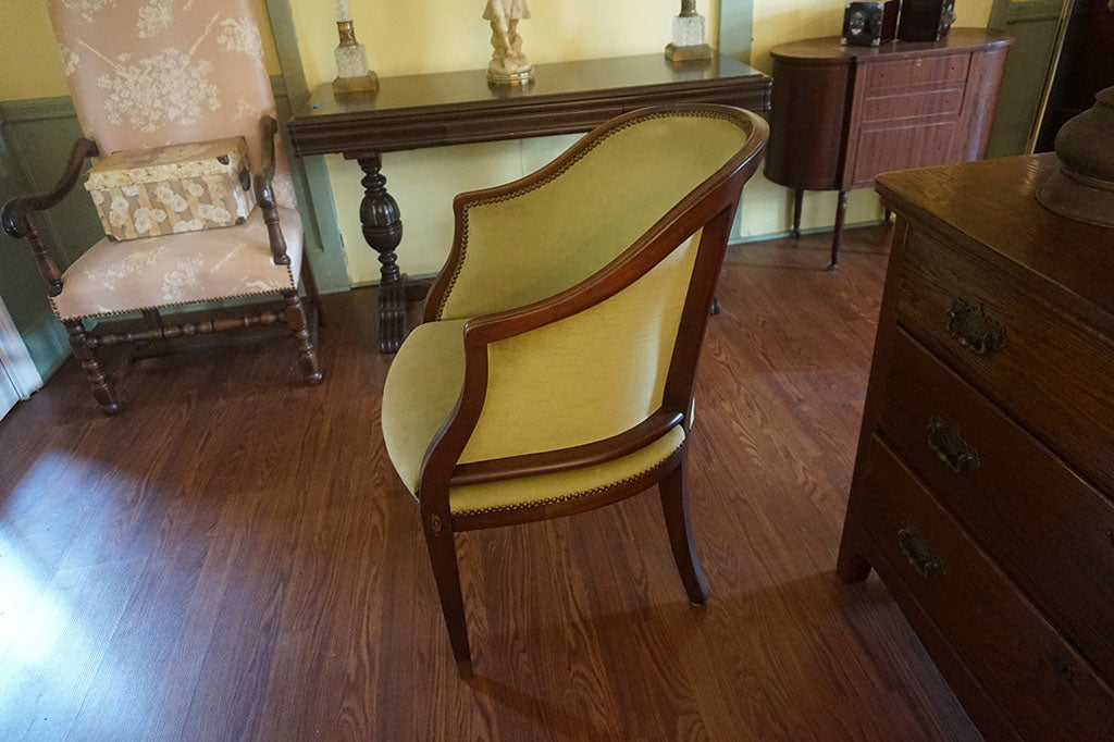 2 Vintage Side Arm Chairs Traditional Upholstered Mahogany Frames