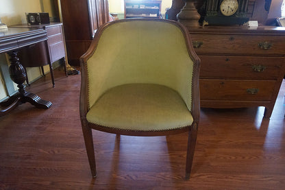 2 Vintage Side Arm Chairs Traditional Upholstered Mahogany Frames