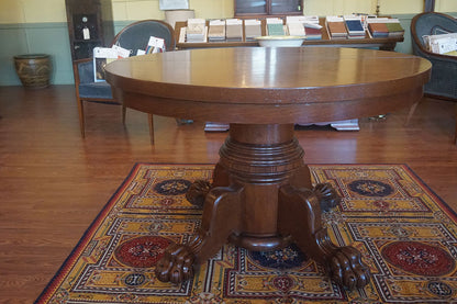 Antique Round Tiger Oak Table