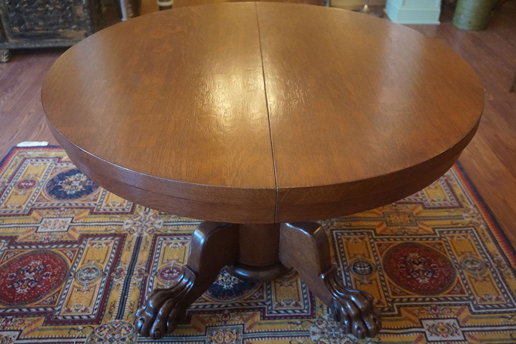 Antique Round Tiger Oak Table