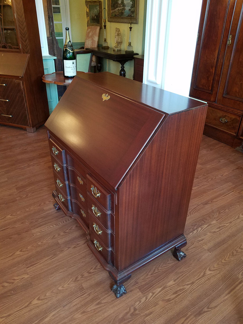 Mahogany Slant Front 4 Drawer Writing Desk