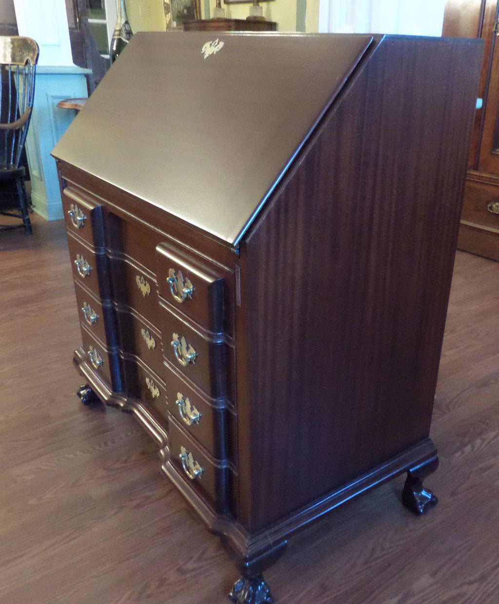 Mahogany Slant Front 4 Drawer Writing Desk